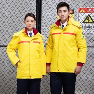 优选冬季加厚防静电工作服套装男C棉衣服加油站中石油工装可拆卸