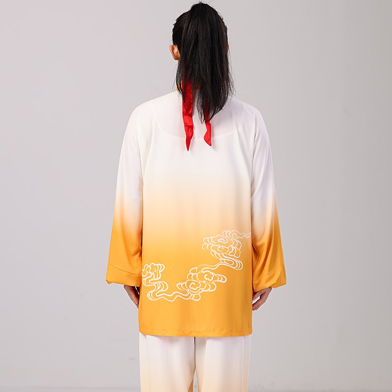 优选太极服男新款渐变祥云印花武术表演服女太极拳服X装练功服男