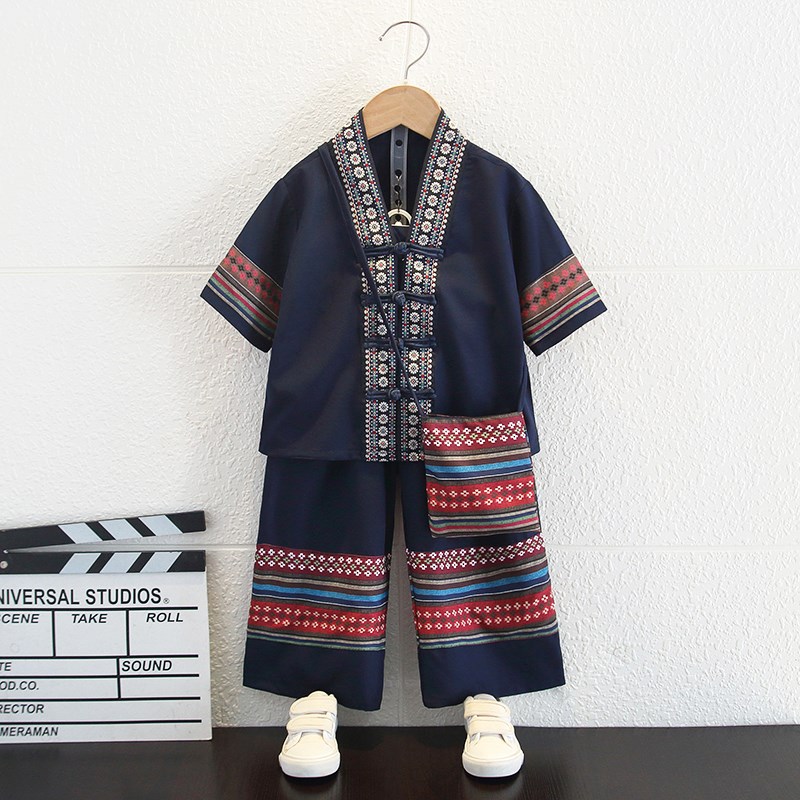 新选男童端午节少数民族服装儿童广E西壮族彝族男孩国风复古汉服