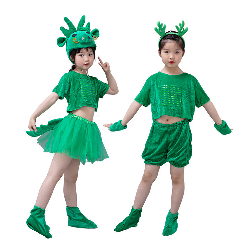 精选小青龙六一舞蹈儿童动物演出服十二生肖龙黄龙幼儿园小龙人表