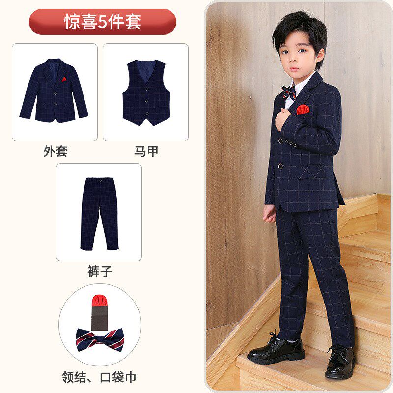新款儿童西服套装春秋季男童花童礼服宝宝西装三件套小Y孩主持人