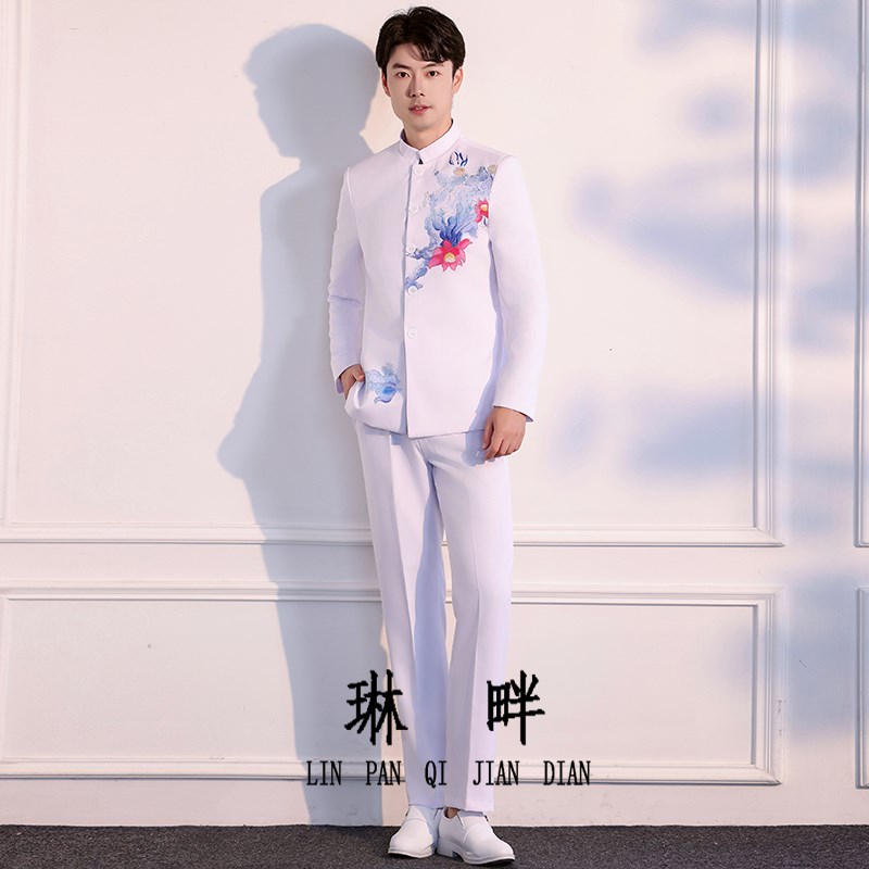 新选大合唱团演出服女款成人长裙古筝比赛L独唱表演服男款中山装
