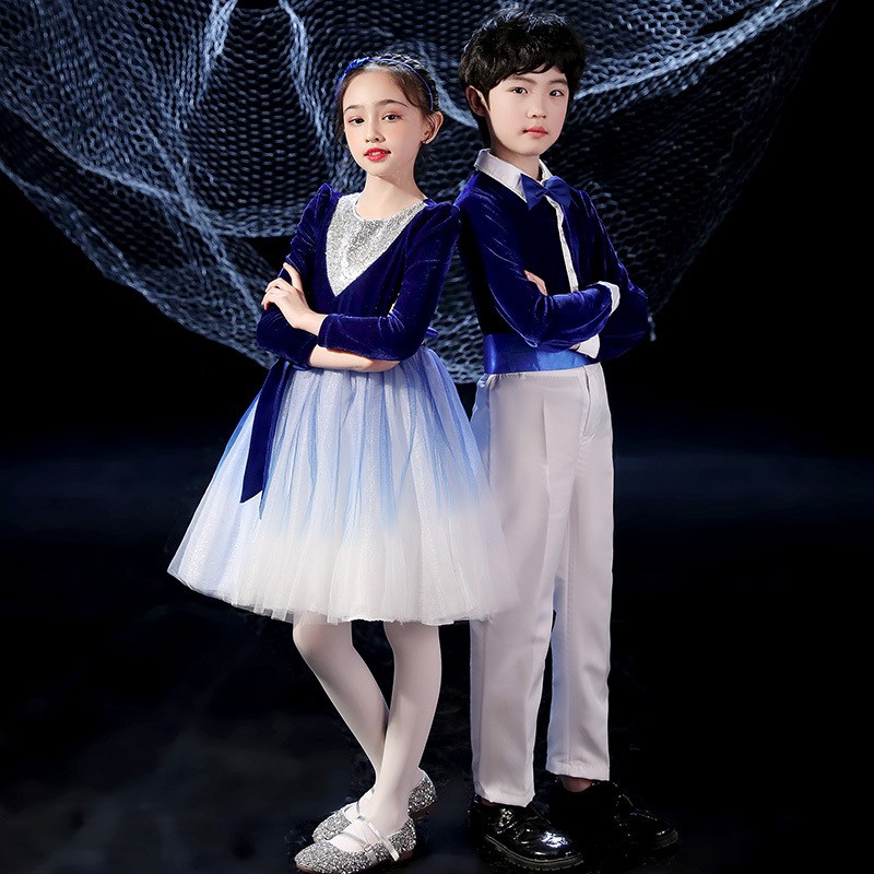 新选儿童合唱服演出服男女大合唱团D朗诵礼服中小学生舞蹈表演服