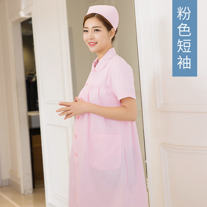 新款孕妇护士服短袖套装女春夏透气圆P领药店白大褂护士工