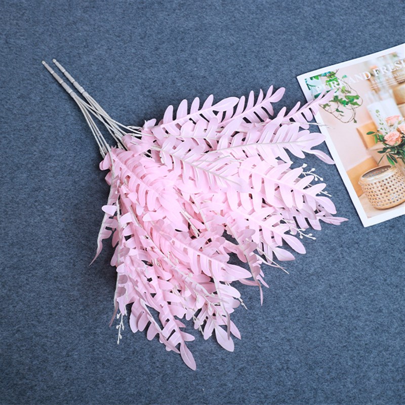 北欧简约高枝槐叶长槐叶家居摆设把槐叶办公室植物叶盆栽仿真槐叶