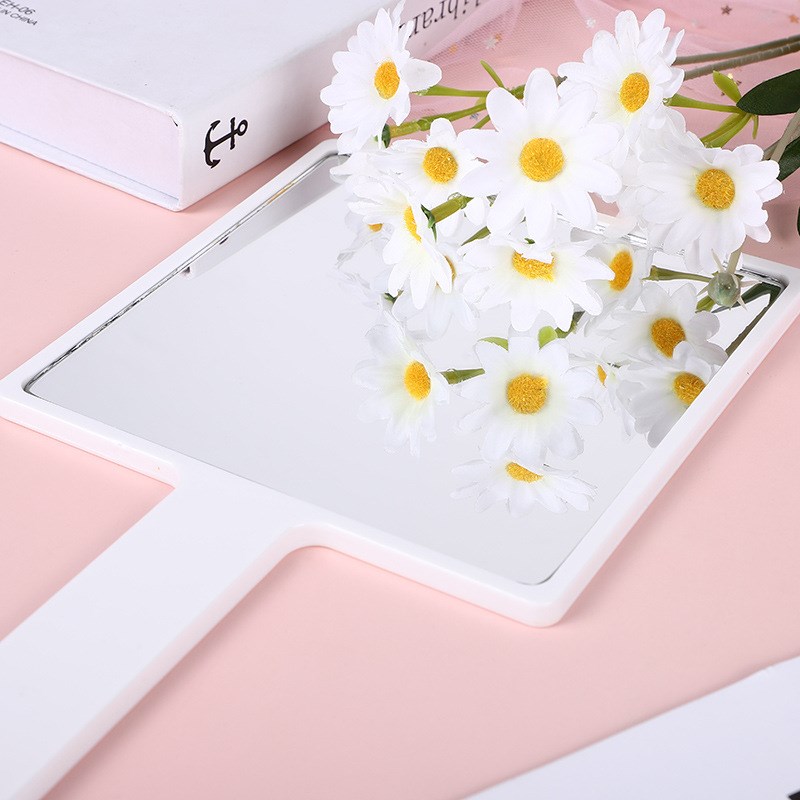 大号方形简约手持化妆镜女生随身携带手柄镜可印刷logo礼品镜