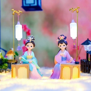 国潮古风浣花曲系列四大美人灯下摆件创意女孩房间装 饰礼品小夜灯