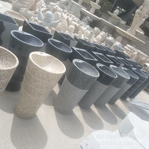 青石一体落地立式石头洗手盆别墅酒店石雕户外庭院酒店小区洗手池