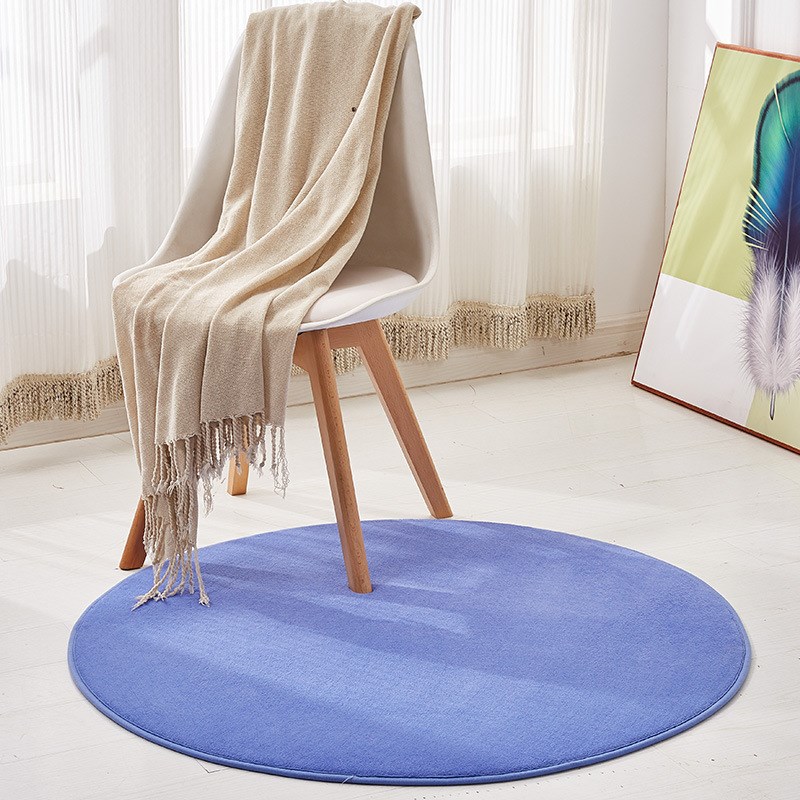 珊瑚绒圆形地毯客厅卧室床边毯儿童房转椅电脑椅垫吊篮圆垫子地垫