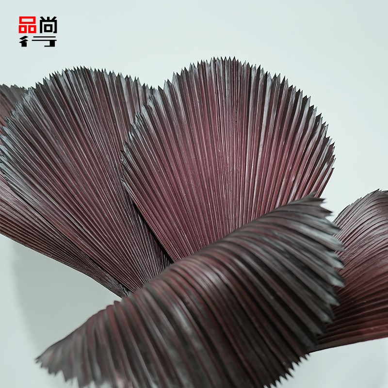 PU软胶啡色蒲叶葵叶仿真叶子扇叶婚庆仿真花插花布景摄影道具