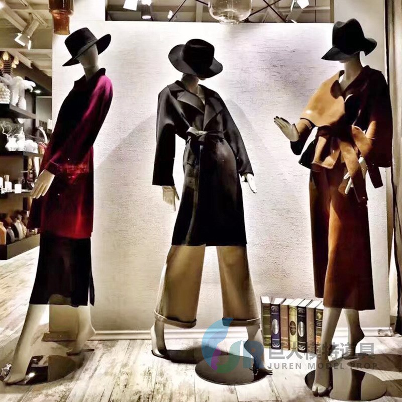 服装店模特道具女全身组合金色假人模特陈列玻璃钢模特橱窗展示架