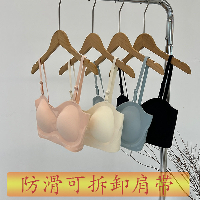 2024新款可拆卸肩带内衣女士果冻条抹胸式裹胸聚拢防走光隐形文胸