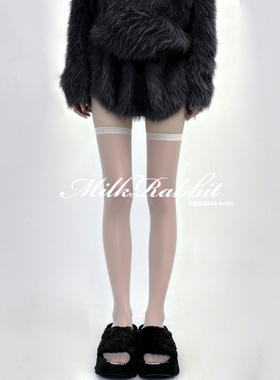 Cy奶兔「大腿丝袜」性感黑色丝袜夏季超薄款黑丝白丝袜长筒黑丝女