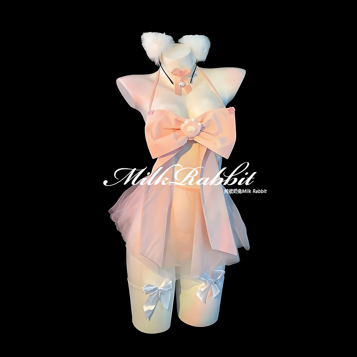 Cy奶兔「纯欲小猫」情调小胸蝴蝶结制服qqny 纯欲可爱甜美cos女仆