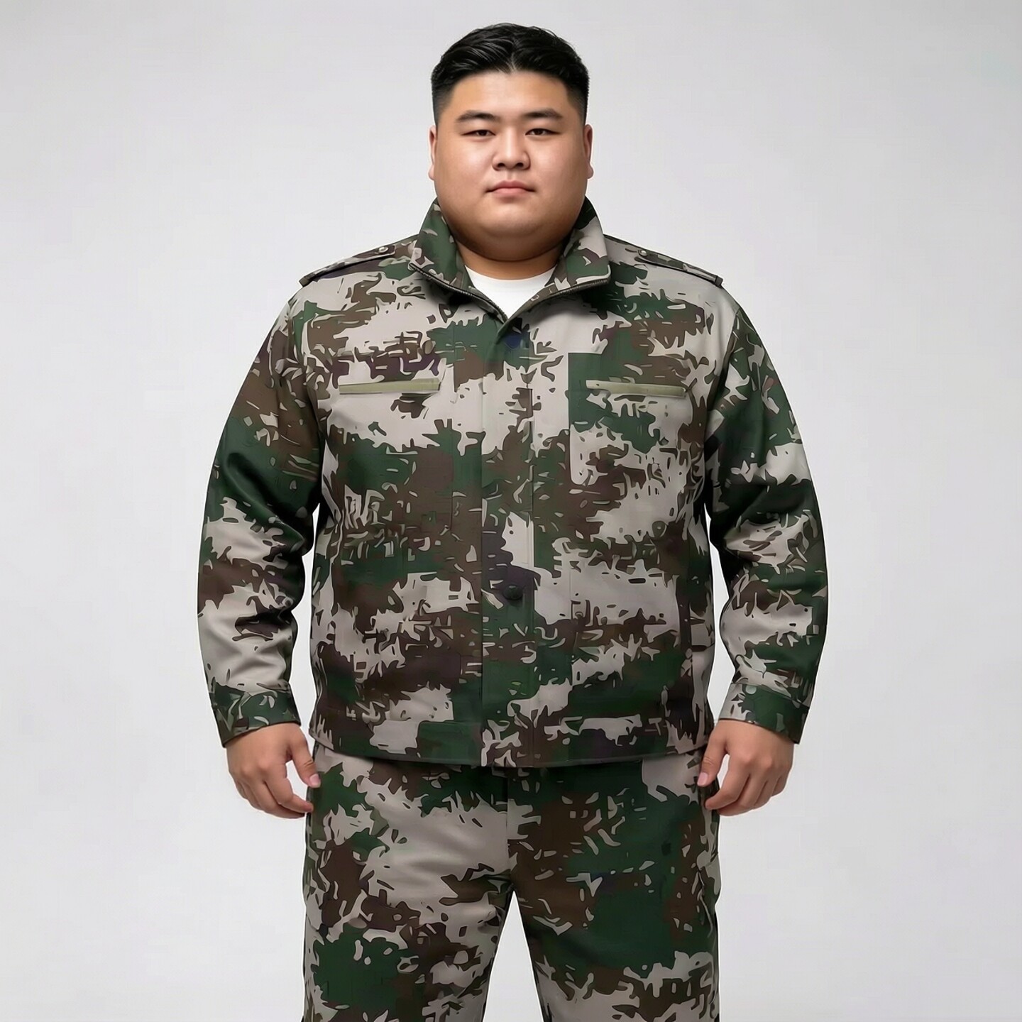 军旅风迷彩服套装男特大码绿色军训服大学生训练服全套胖300斤穿