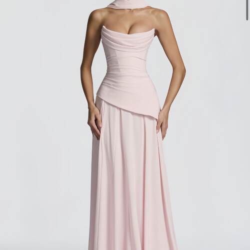 不规则飘带式连衣裙抹胸款