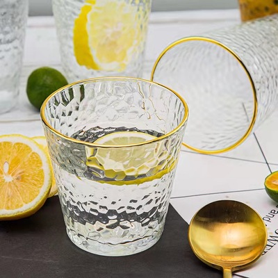 网红锤纹玻璃水杯耐热加厚泡茶杯
