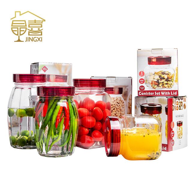 玻璃密封蜂蜜罐泡菜玻璃瓶储物罐