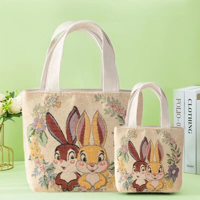 提花刺绣帆布袋手拿包