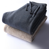 男冬季 羊羔绒裤 子加厚保暖休闲运动裤 加绒裤 中老年爸爸外穿棉卫裤