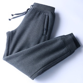 束脚宽松中年松紧腰卫裤 秋冬加厚羊羔绒运动休闲裤 男加绒保暖棉裤