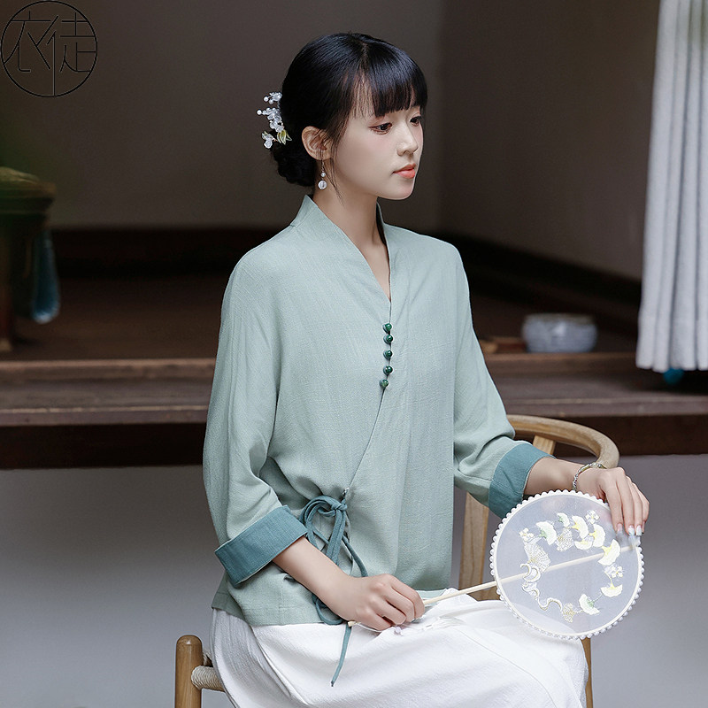 秋季汉服女新中式禅意茶服女套装图片