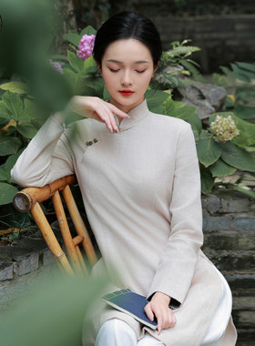 旗袍棉麻素衣居士服禅服