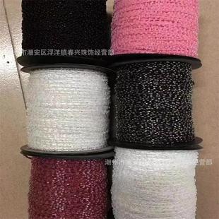 厂家直销电脑绣花机专用连线玻璃米珠2mm珠仔链 加毛珠链珠泡混链