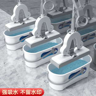 免手洗海绵拖把家用一拖净干湿两用对折胶棉头2022新款 大号懒人拖