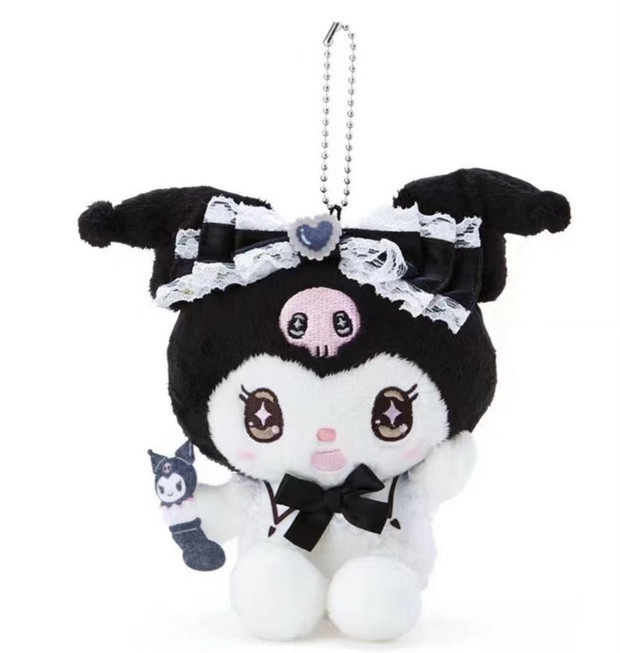 日本代购sanrio库洛米 kuromi蕾丝星星眼系列毛绒玩偶挂件圆珠笔