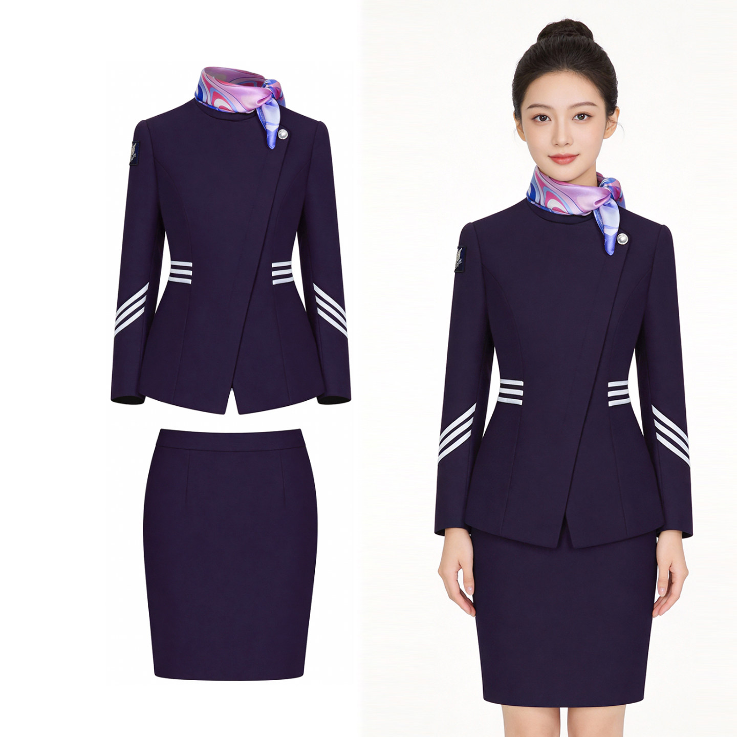 正式场合套装西装上衣酒店管理制服长袖前台工作服女美国空姐制服