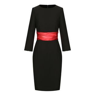 中袖直筒连衣裙中长款气质七分袖修身珠宝店职业裙