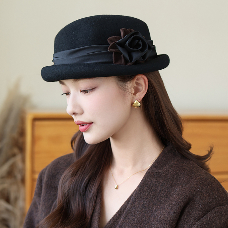 2025新款渔夫帽女羊毛毡帽
