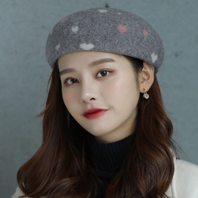 新款贝雷帽女士秋冬季英伦复古日系百搭画家帽羊毛呢时尚八角帽子