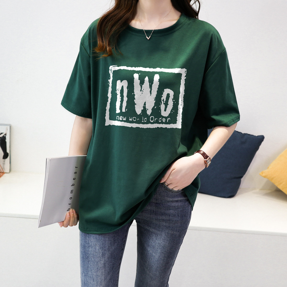 胖mm大码宽松显瘦遮肚女夏加肥短袖纯棉T恤学生百搭早春新款上衣