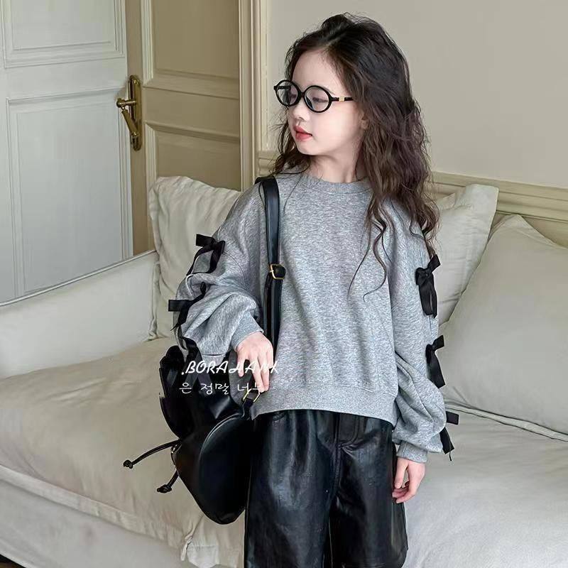 女童秋装卫衣2026新款蝴蝶结儿童韩版长袖女孩中大童休闲上衣童装