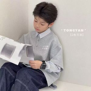 假两件中大童POLO衫长袖T恤男女童休闲宽松时尚衬衫百搭拼接上衣
