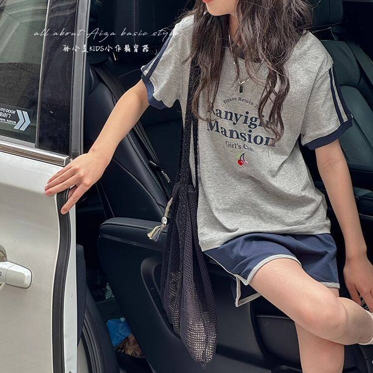 女童夏装装运动套装2026新款儿童韩版休闲百搭舒适短袖短裤两件套