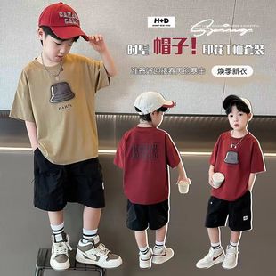 男童夏季套装2025新款儿童帅气夏装短袖男孩韩版工装短裤两件套潮
