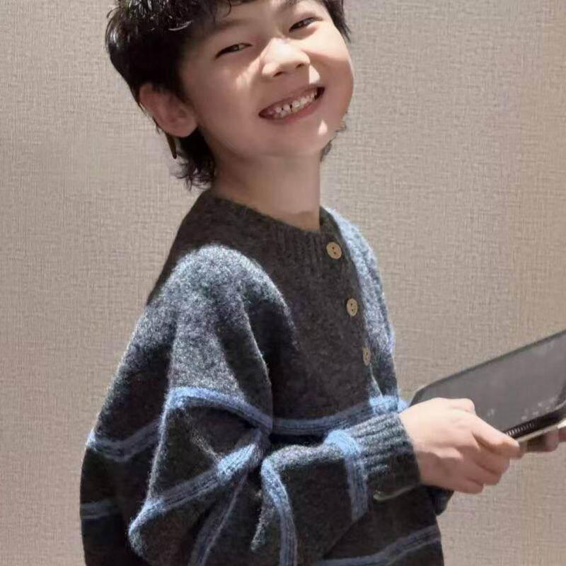 男童毛衣2025新款儿童春秋装韩版针织衫条纹上衣打底衫宝宝毛衣