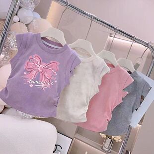 女童纯棉上衣2026新款夏季女孩休闲宝宝洋气公主短袖T恤