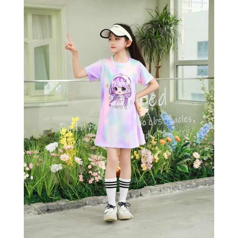 夏季运动连衣裙2026新款女童洋气可爱裙子校园表演服卡通连衣裙子