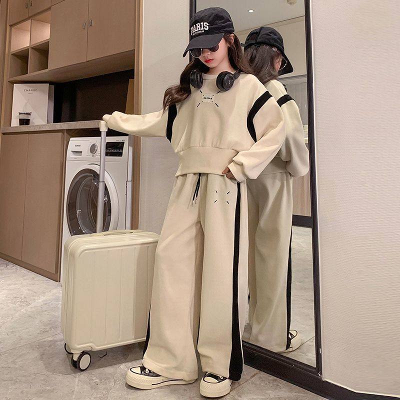 女童套装2026新款宝宝韩版时髦春装儿童超洋气休闲潮流长款两件套