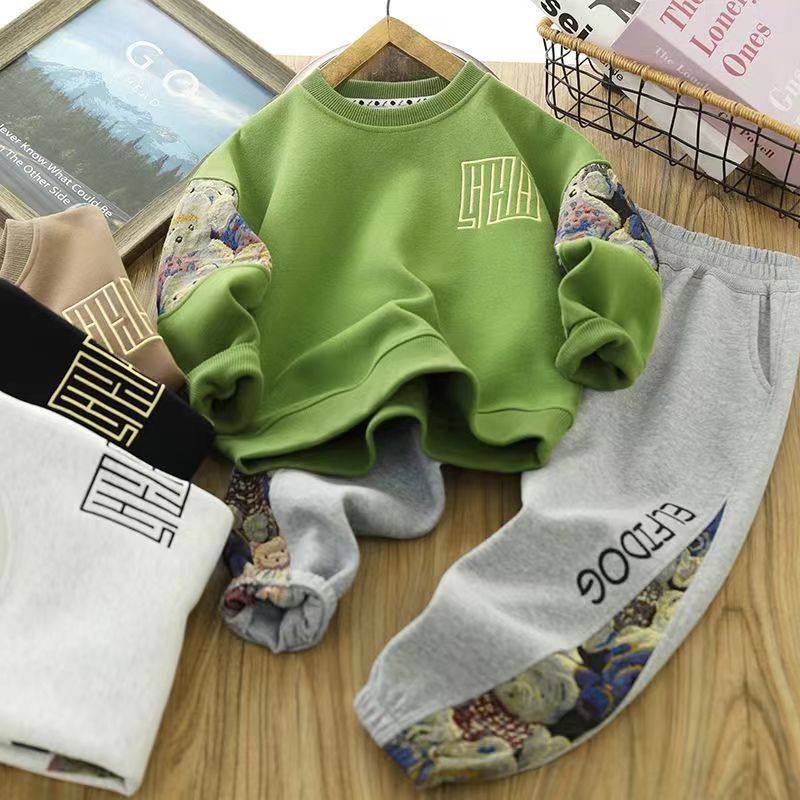 男童春装套装2025新款儿童运动服春秋款男孩帅气韩版宽松两件套潮