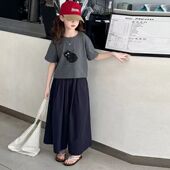 夏季 2026新款 套装 可爱喵咪短袖 时髦宽松休闲两件套 新款 女童韩版