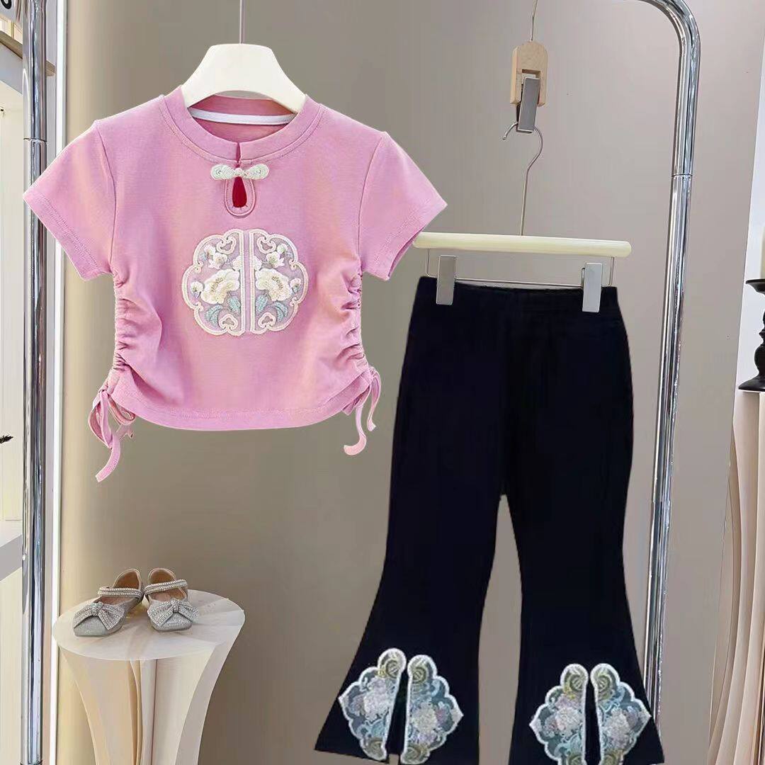 女童新中式夏装套装2026新款中大童短袖夏季宝宝国风潮洋气两件套