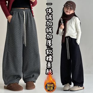 小女孩糯米裤 中大童儿童加厚休闲弯刀裤 子秋冬2025新款 女童加绒裤
