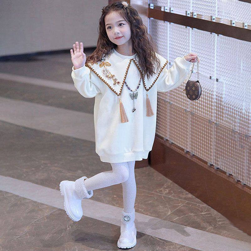 女童流苏卫衣裙春秋季2026新款儿童韩版刺绣连衣裙中大童女孩裙子