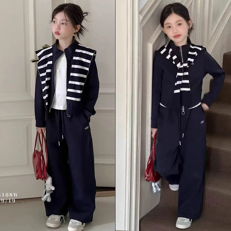 女童韩系穿搭套装秋季2025新款女大童潮酷上衣儿童炸街秋装阔腿裤