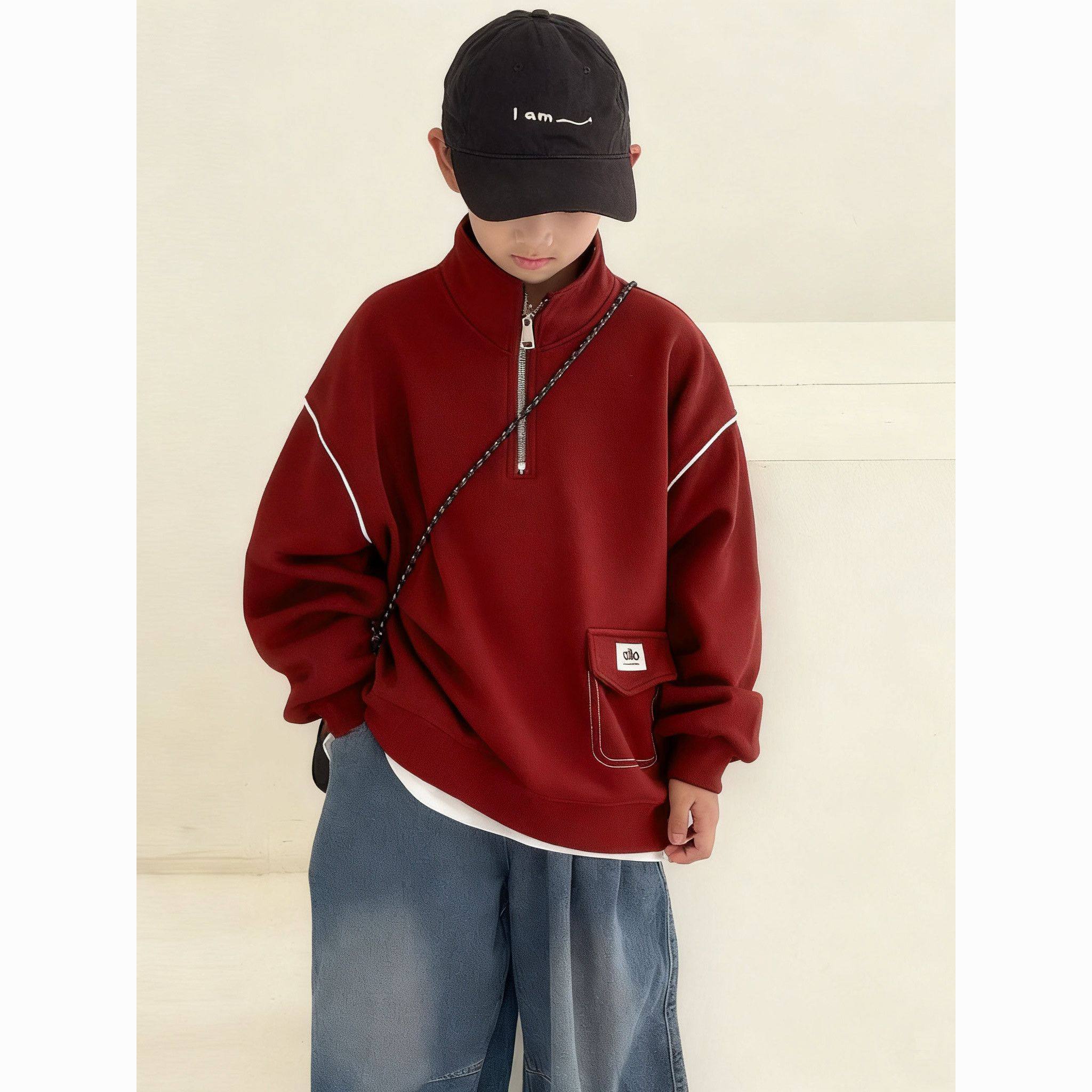 男童冬季红色卫衣儿童加绒一体绒本命年上衣2026新年款拜年服冬装